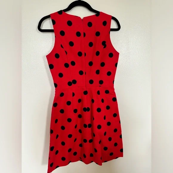 J Crew Red Black Polka Dot Short Sleeve Dress - Picture 4 of 4
